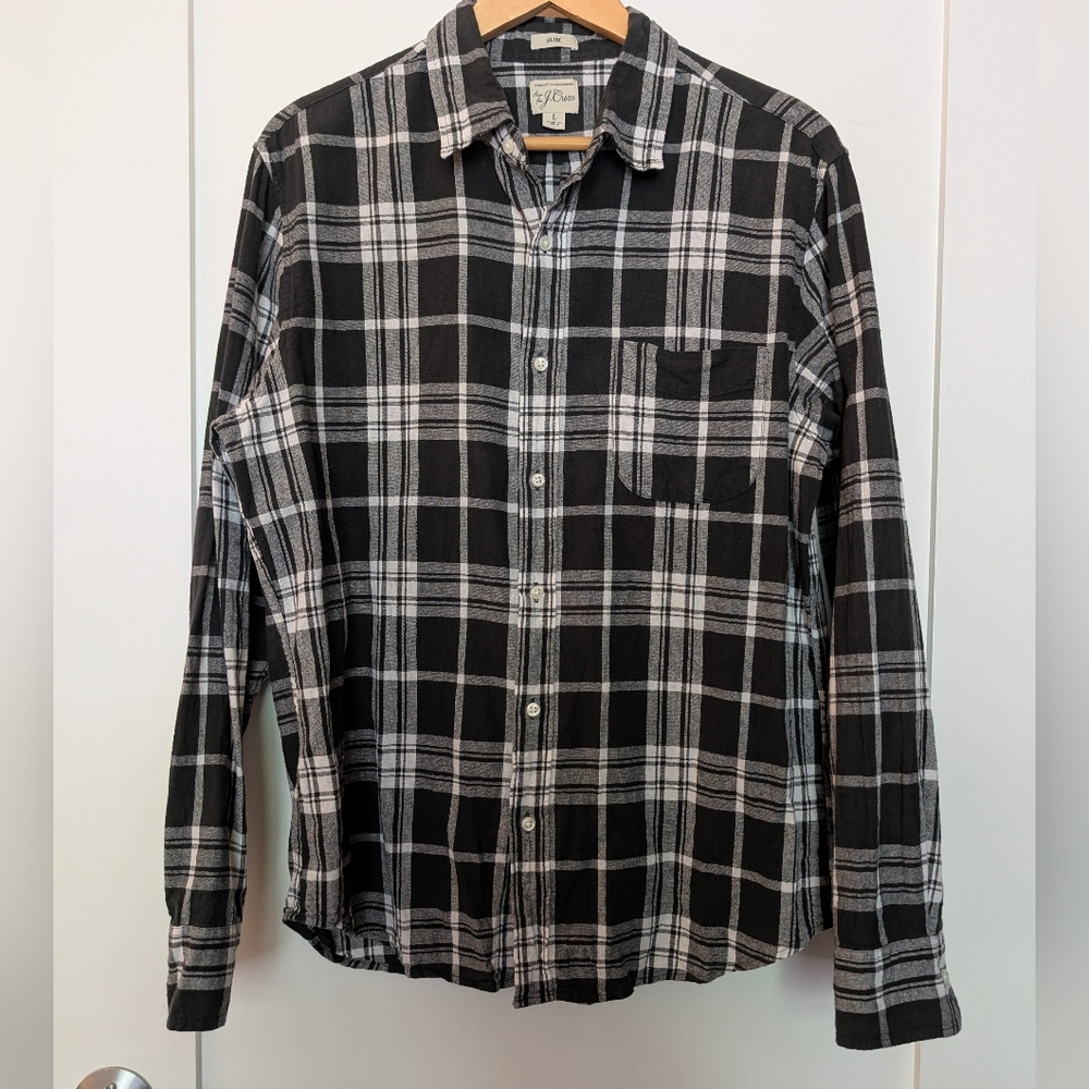 J. Crew Button-down, Dark Green Plaid